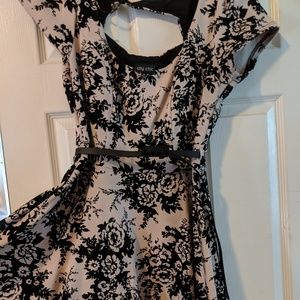 Cream and black floral dress Plus Size